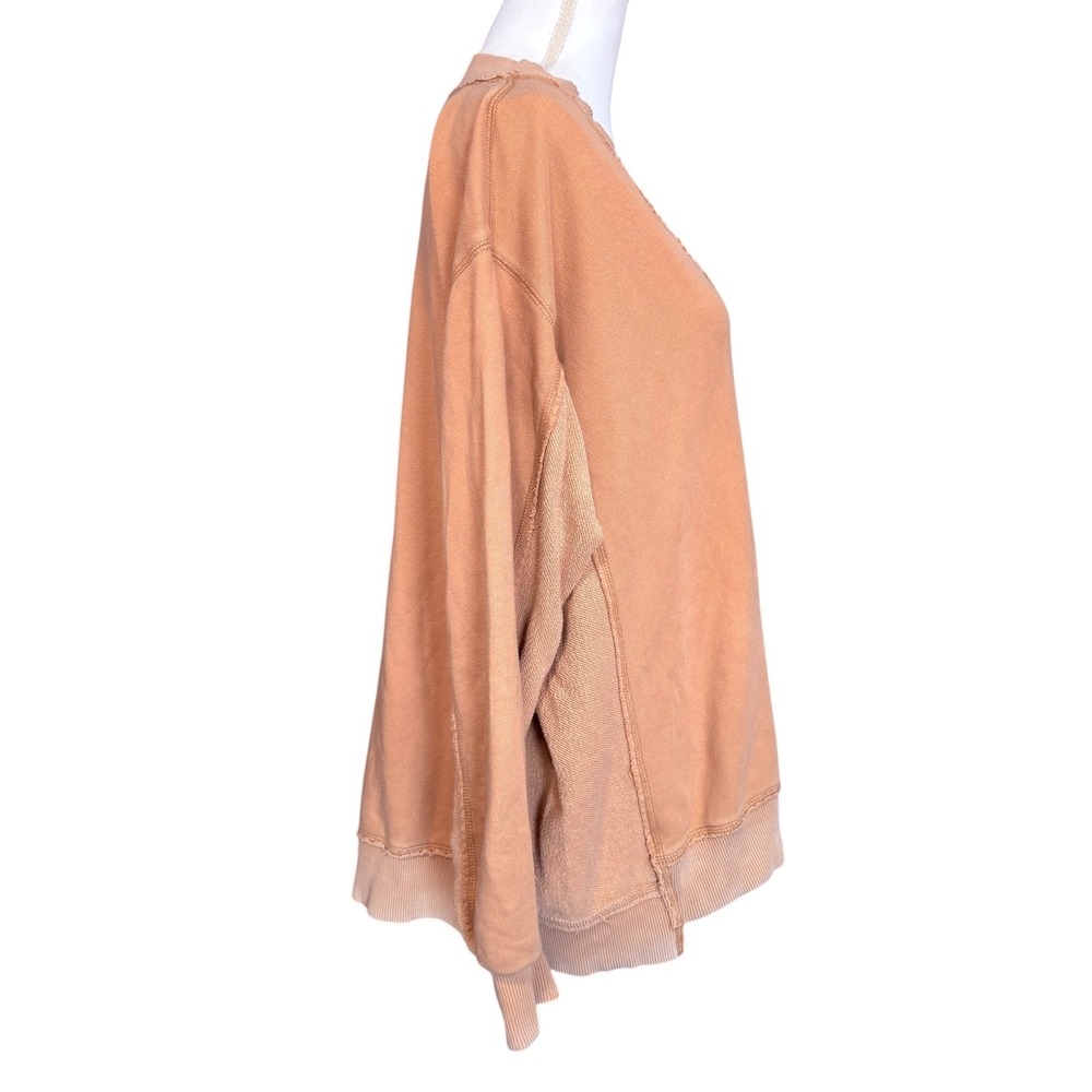 Aerie Vacay Everyday Women XS Oversized V-Neck Sweatshirt Terracotta Slouchy - Picture 5 of 10